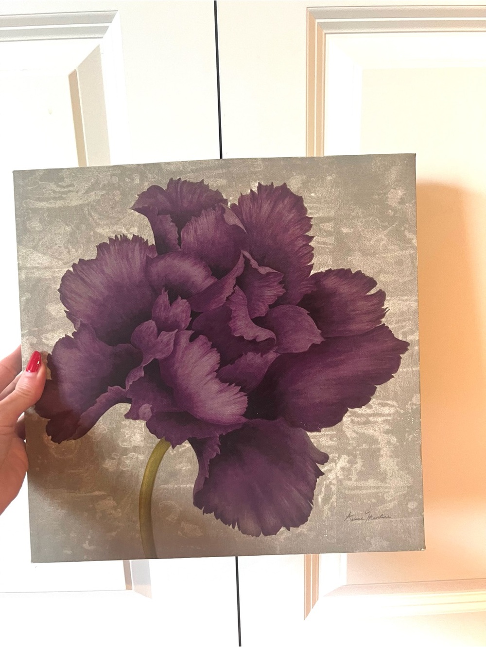 Purple Floral Wall Art Canvas - Decorative Bloom Print - Picture 8 of 9